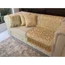 Ver imagem 1 de Kit Manta Floral e 4 Capas de Almofadas Dourado 45x45cm