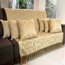 Ver imagem 1 de Kit Manta Floral e 6 Capas de Almofadas Dourado 45x45cm