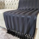 Ver mais imagens de Kit Manta Listrado e 6 Capas de Almofadas Preto 45x45cm