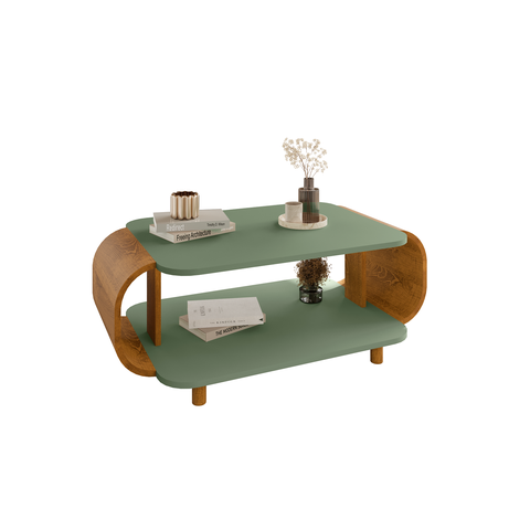 Mesa Centro Bechara Floripa Apoio Mesinha Decorativa Sala Porta Objetos Quadros Pistache/Naturalle