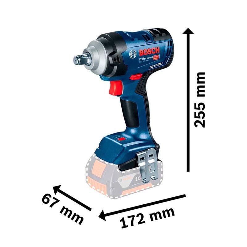 Kit Chave Impacto 1/2 400n.m a Bateria 18v Bosch Gds18v-400 - 5