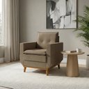 Ver imagem 1 de Poltrona Decorativa com Pillow Top e Base em Madeira Zeus