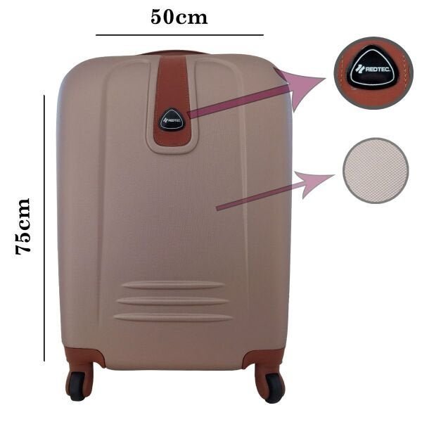 Mala de Viagem Grande RedTec La Paz ABS Detalhe Couro com Rodas 360° e Cadeado - Rosa - Rosa - G - 3