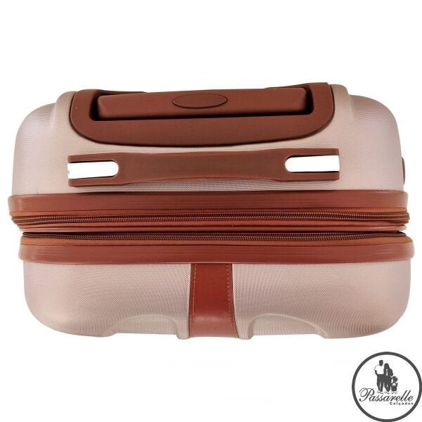 Mala de Viagem Grande RedTec La Paz ABS Detalhe Couro com Rodas 360° e Cadeado - Rosa - Rosa - G - 6