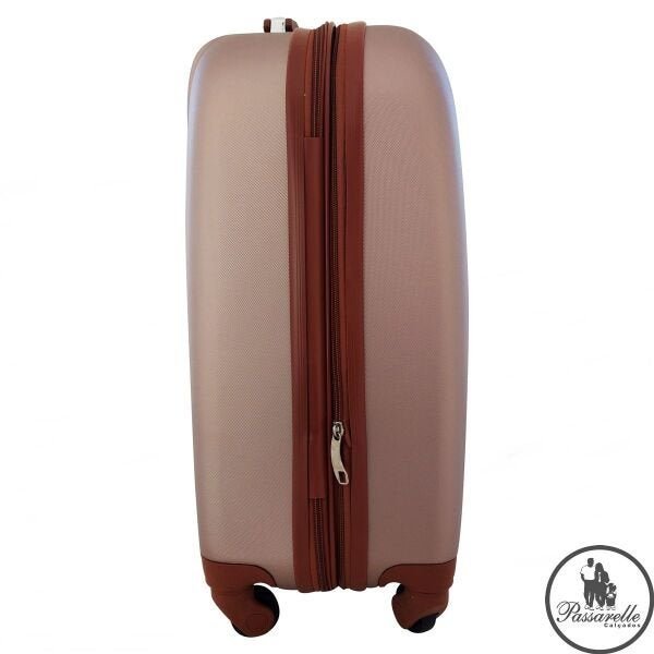 Mala de Viagem Grande RedTec La Paz ABS Detalhe Couro com Rodas 360° e Cadeado - Rosa - Rosa - G - 5