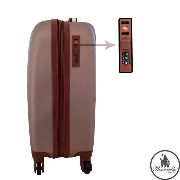 Mala de Viagem Grande RedTec La Paz ABS Detalhe Couro com Rodas 360° e Cadeado - Rosa - Rosa - G - 4
