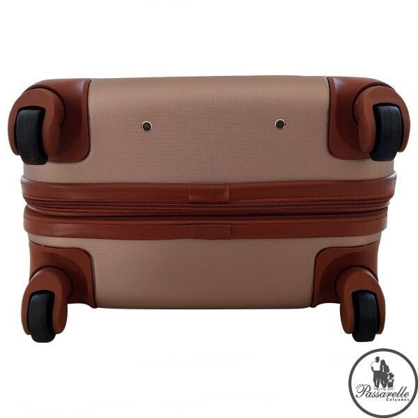 Mala de Viagem Grande RedTec La Paz ABS Detalhe Couro com Rodas 360° e Cadeado - Rosa - Rosa - G - 7