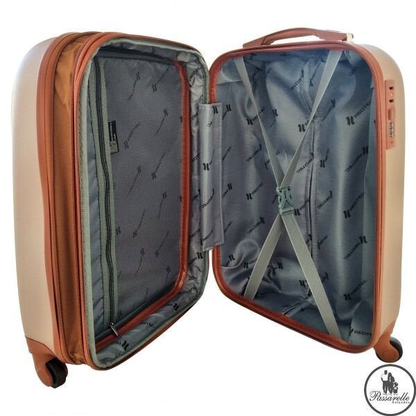 Mala de Viagem Grande RedTec La Paz ABS Detalhe Couro com Rodas 360° e Cadeado - Rosa - Rosa - G - 2