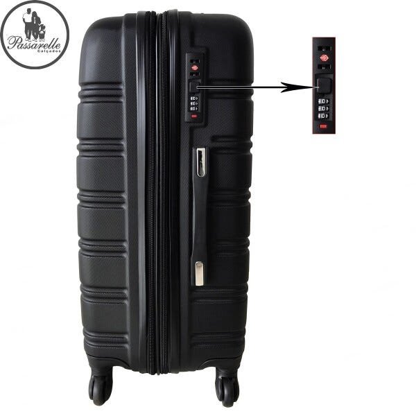 Mala de Viagem Pequena RedTec Lima ABS com Rodas 360° e Cadeado - Preto - Preto - P - 5