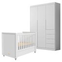 Ver imagem 1 de Berço Americano Tutto New e Guarda Roupa Infantil Eloá Branco Acetinado – Phoenix Baby