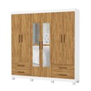 Ver imagem 2 de Guarda-Roupa 6 Portas 4 Gavetas com Espelho e Pés Genova Marrom/Branco/Cinamomo
