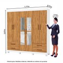 Ver imagem 3 de Guarda-Roupa 6 Portas 4 Gavetas com Espelho e Pés Genova Marrom/Branco/Cinamomo