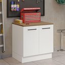 Ver imagem 1 de Balcão Multiuso 80cm 2 Portas Branco/rustic Agata Madesa Branco/rustic