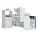 Ver imagem 1 de Quarto Infantil com Berço-Cômoda e Colchão Incluso Laura Multimóveis Branco/Azul
