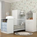 Ver imagem 2 de Quarto Infantil com Berço-Cômoda e Colchão Incluso Laura Multimóveis Branco/Azul