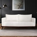 Ver imagem 1 de Sofá Living 3 Lugares com Pés de Ferro Almofadas Soltas 220cm Saiph Bouclê Off White G63 - Gran Belo