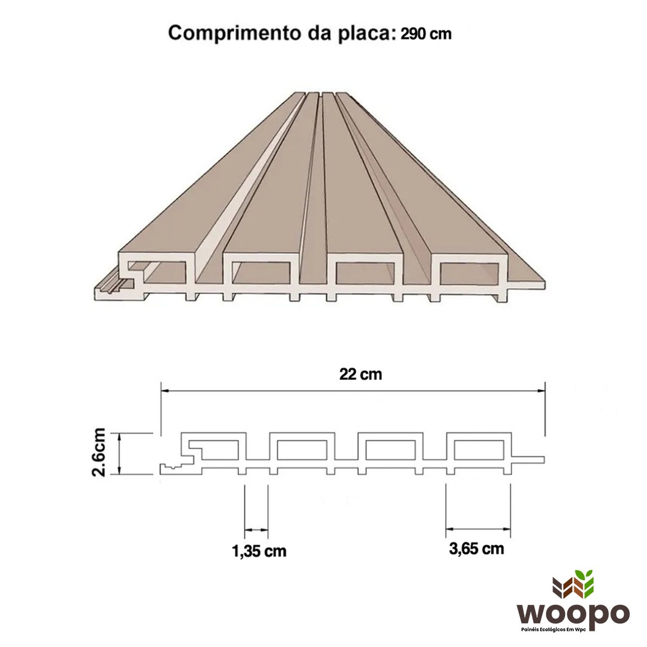 Painel Ripado Wpc Externo Cor Teca 2,90m X 20cm (0,58m²) - 8
