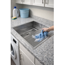 Ver imagem 5 de Tanque Cuba Aço Inox Escovado Lavanderia  Com Escorredor Profissional Grande 50x45 Cozix