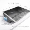 Ver imagem 3 de Tanque Cuba Aço Inox Escovado Lavanderia  Com Escorredor Profissional Grande 50x45 Cozix