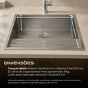 Ver imagem 3 de Tanque Cuba Aço Inox Escovado Lavanderia com Escorredor Profissional Grande 50x45 Cozix