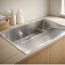 Ver imagem 4 de Tanque Cuba Aço Inox Escovado Lavanderia  Com Escorredor Profissional Grande 50x45 Cozix