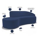 Ver imagem 3 de Sofá 3 Lugares Curvo Sala de Estar Living Firenze Direito D02 Veludo Azul Marinho 210 cm C-304 - Lya