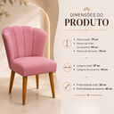 Ver imagem 4 de Poltrona Cadeira Pétala para Penteadeira Sala Mesa de Jantar Pés Palito Rosa