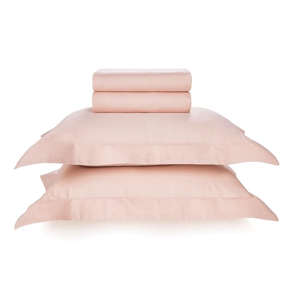 Jogo de Cama Casal Karsten 270 Fios Cetim 100% Algodão Domos Rosa