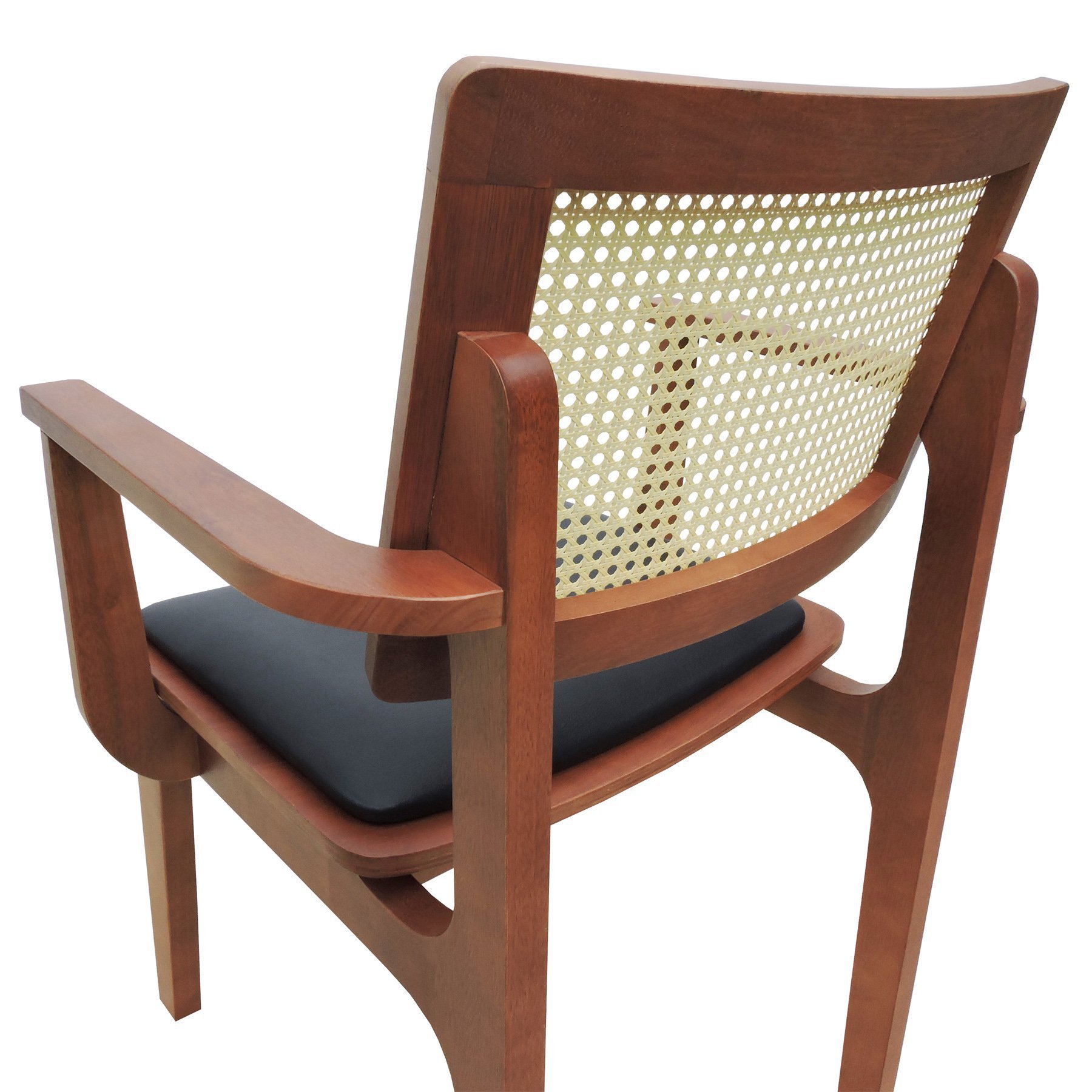 Cadeira Gus Madeira Maciça Com Braço Encosto Telinha Assento Anatômico - Amêndoa Estofado Corano Pre - 8
