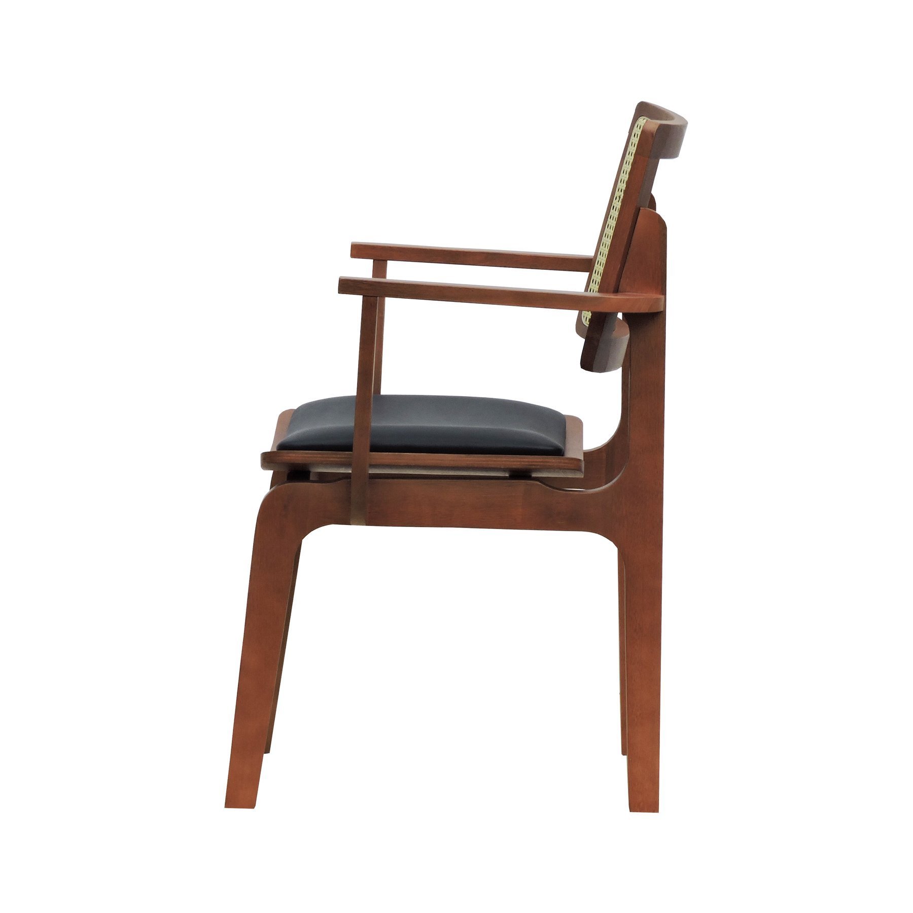 Cadeira Gus Madeira Maciça Com Braço Encosto Telinha Assento Anatômico - Amêndoa Estofado Corano Pre - 5