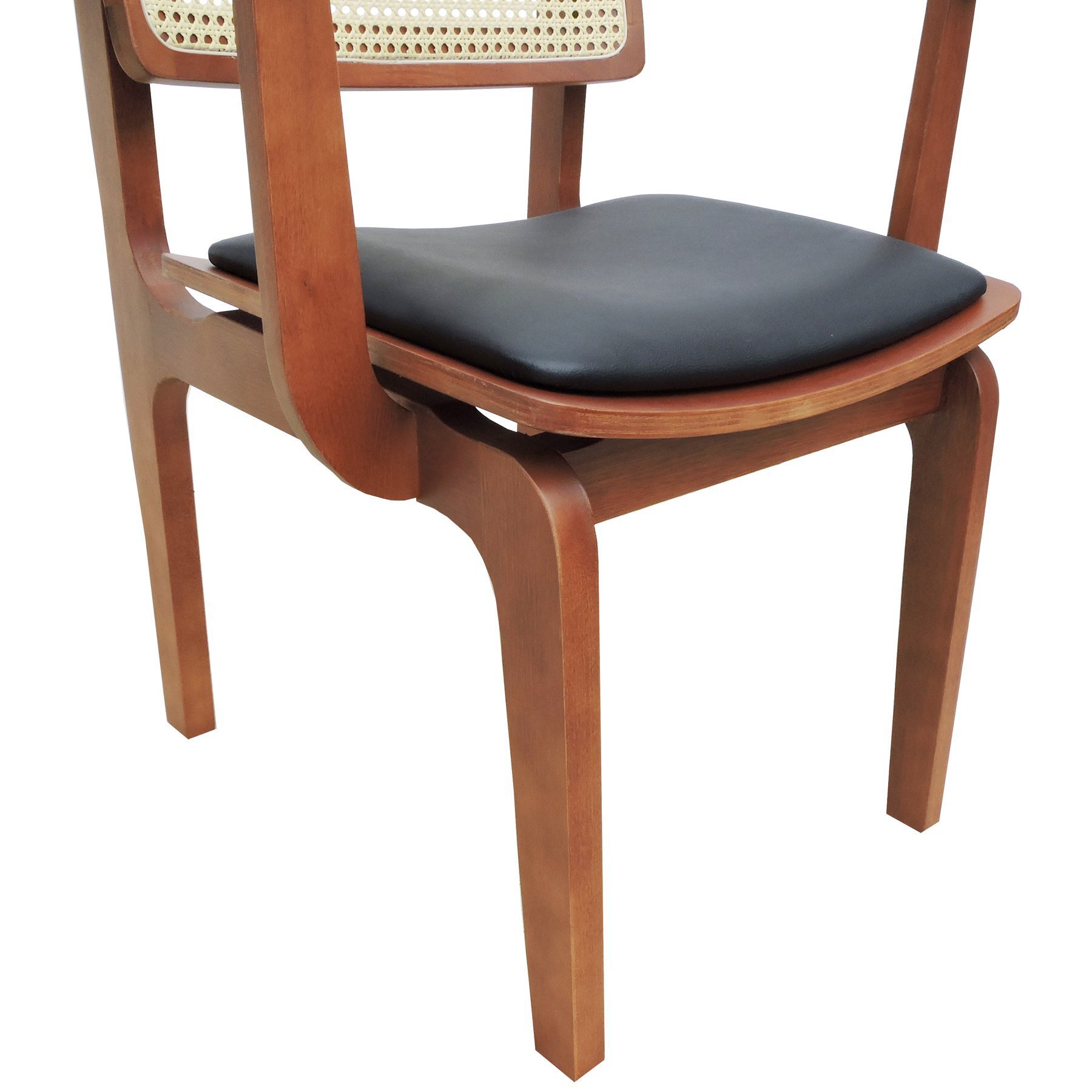 Cadeira Gus Madeira Maciça Com Braço Encosto Telinha Assento Anatômico - Amêndoa Estofado Corano Pre - 7