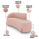 Ver imagem 3 de Sofá 3 Lugares Orgânico 180cm Pé Dourado Morgan Veludo Rosê D03 - D’Rossi