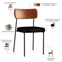 Ver imagem 4 de Cadeira Decorativa para Sala de Jantar Melina L02 Couríssimo Camel Couríssimo Preto - Lyam Decor