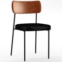 Ver imagem 1 de Cadeira Decorativa para Sala de Jantar Melina L02 Couríssimo Camel Couríssimo Preto - Lyam Decor