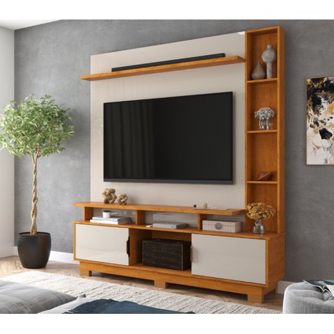 Estante para TV e Home Theater até 55 Polegadas 189CMX160CM Pés em Madeira Maciça Loft