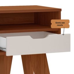 Mesa de Apoio Lateral Vip com Gaveta e Nicho Cedro / Off White - 5
