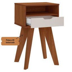 Mesa de Apoio Lateral Vip com Gaveta e Nicho Cedro / Off White - 6