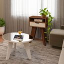 Ver imagem 7 de Mesa de Apoio Lateral Vip com Gaveta e Nicho Cedro / Off White