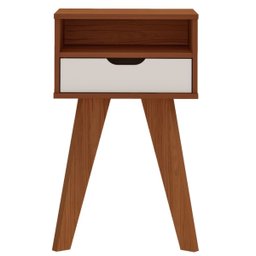 Mesa de Apoio Lateral Vip com Gaveta e Nicho Cedro / Off White - 1