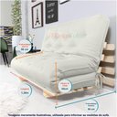Ver imagem 4 de Sofa Cama Casal Futon Oriental Branco Off Sarja Impermeável com Madeira Maciça