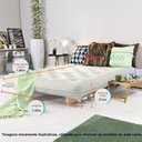 Ver imagem 2 de Sofa Cama Casal Futon Oriental Branco Off Sarja Impermeável com Madeira Maciça