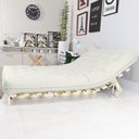 Ver imagem 6 de Sofa Cama Casal Futon Oriental Branco Off Sarja Impermeável com Madeira Maciça
