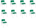 Ver imagem 2 de Kit 9 Cadeira Iso Infantil Creche, Escola Base Branco Verde Escuro