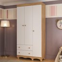 Ver imagem 1 de Guarda-roupa Infantil 92cm 3 Portas e 2 Gavetas Dengo Multimóveis Mp4437 Madeirado/branco