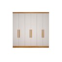 Ver imagem 1 de Modulado de Quarto Guarda Roupa Rizon C/ 6 Portas e 4 Gavetas Freijo Cumaru C/ Fendi - Novo