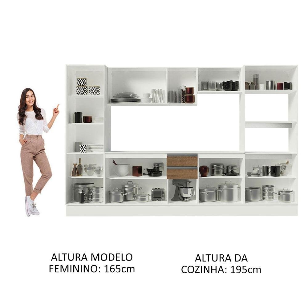 Armário de Cozinha Completa 100% MDF 300 cm Branco/Rustic/Crema Smart Madesa XA01 - 7