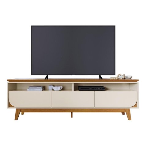 Rack Bancada 3 Gavetas Tvs até 75 Polegadas Selene - Cinamomo/off White