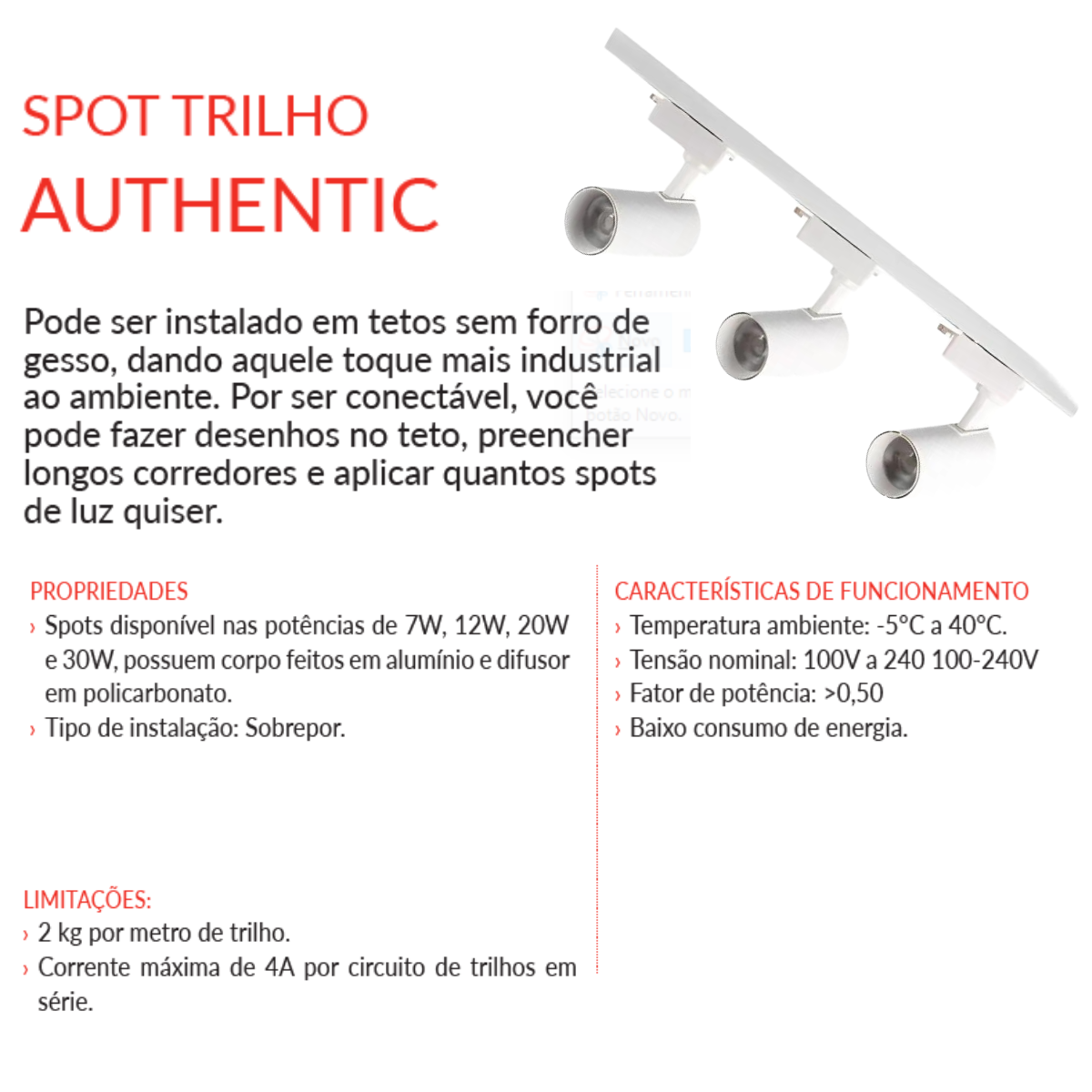 Spot Trilho Avant Authentic Branco 3000k 7w - 4