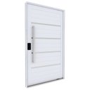Ver imagem 1 de Porta de Alumínio Pivotante com Friso Puxador Fechadura Digital 225cm x 130cm Lucasa Eccellente Branco