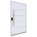 Ver imagem 1 de Porta de Alumínio Pivotante com Friso Puxador Fechadura Digital 225cm X 130cm Lucasa Eccellente